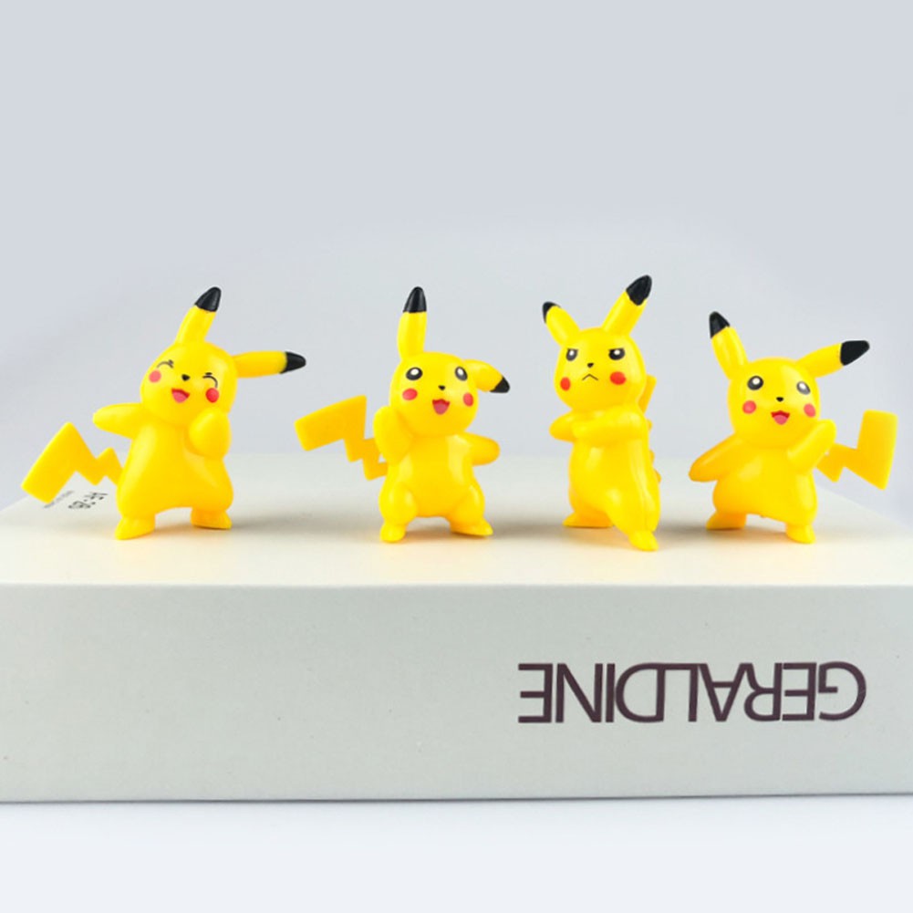 6 Pcs/Set Mainan Boneka Figur Pokemon/Pikachu 4.5cm untuk Topper Kue/Anak/Hadiah