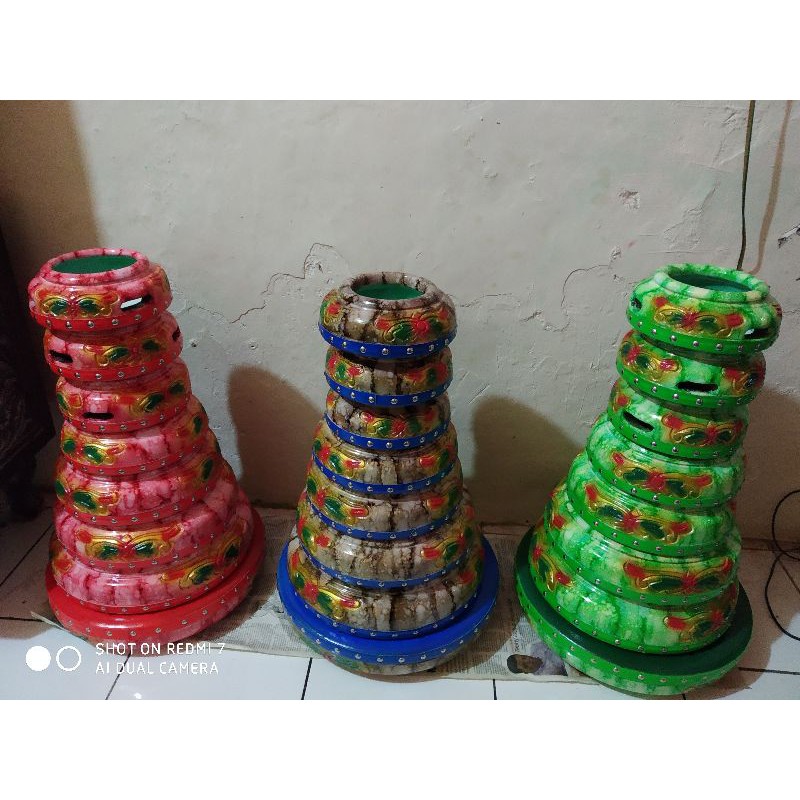 Rebana Qasidah Motif Ukir Marmer Full Set Isi 8