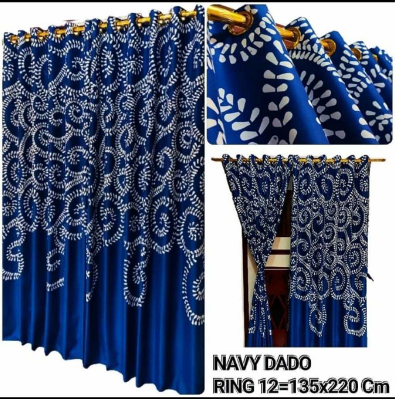 gorden smokering 12 biru Dado / korden jumbo ring pintu biru batik ornamen  hordeng smoke  terbaru