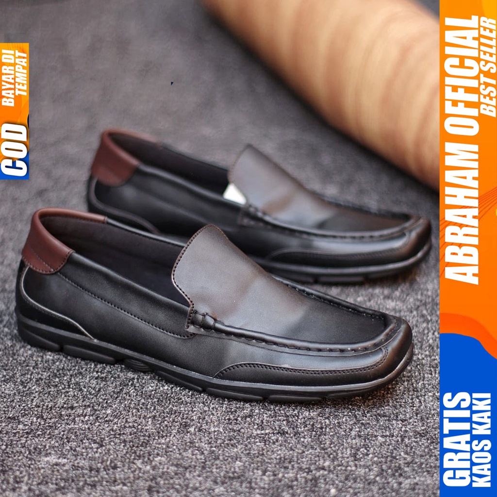 Abraham Drain - Sepatu Formal Pria Pantofel Hitam