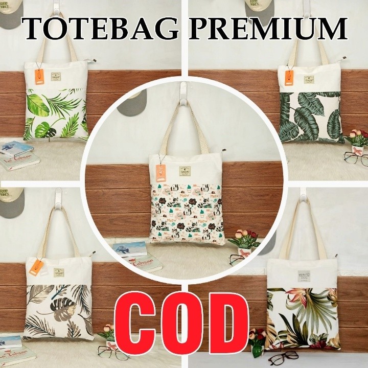 TOTEBAG WANITA RESLETING / TAS TOTE KANVAS JEANS BISA CUSTOM SABLON DAN WARNA TB 004 B