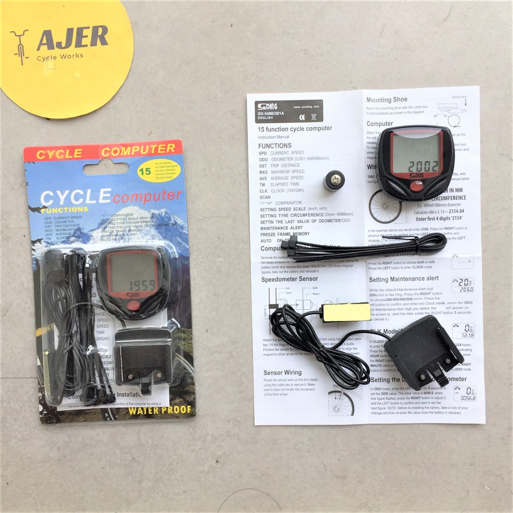 Speedometer odometer Sepeda cyclo comp Waterproof 7 fungsi