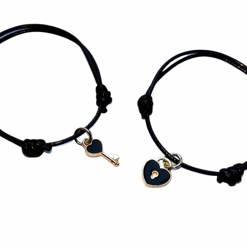 GELANG COUPLE PASANGAN GEMBOK KUNCI / GELANG TALI GEMBOK KUNCI BULAN BINTANG VIRAL GELANG ESTETIK