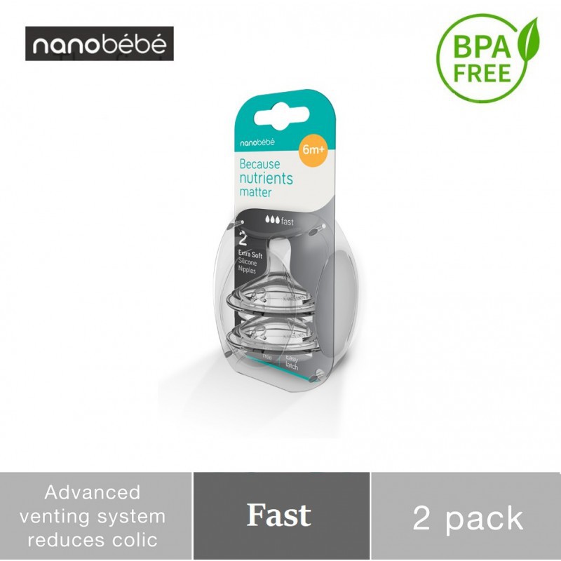 Nanobebe Replacement Nipple - Dot Fast 6M+