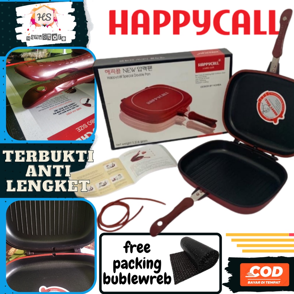 007 Panggangan Pemanggan Happy Call Double Pan 32 cm teflon anti lengke Peralatan Rumah Tangga Wajan