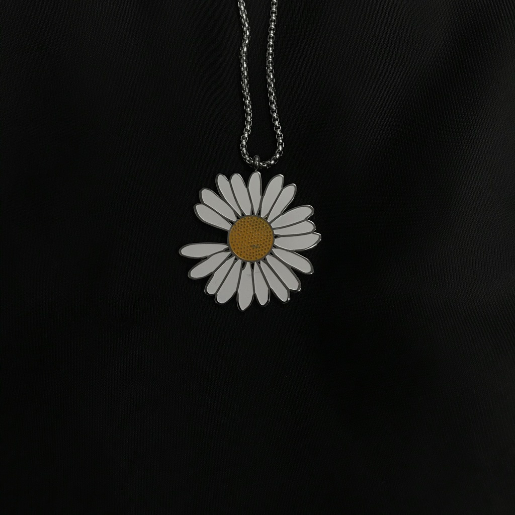 Kalung Rantai Dengan Liontin Bunga Daisy / Chrysanthemum Gaya Hip Hop Untuk Wanita