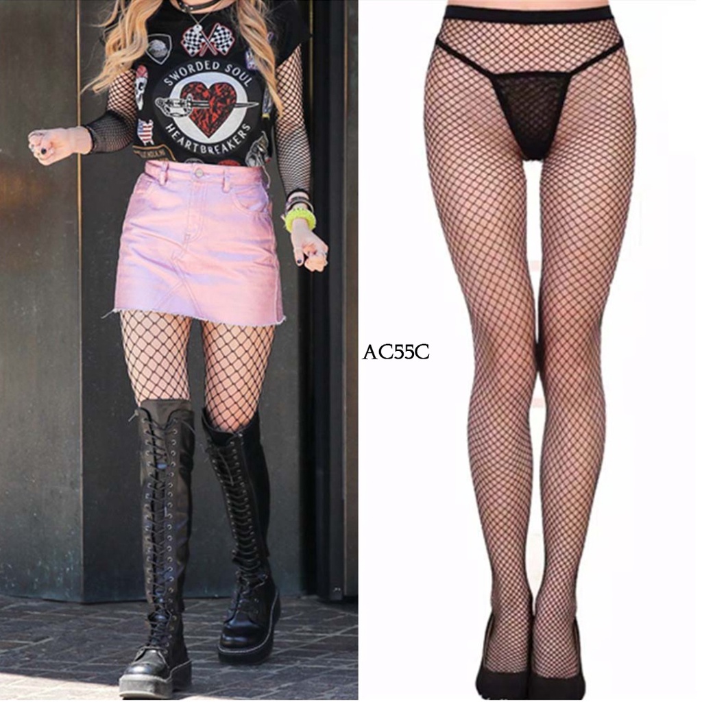 [TOKO TERPERCAYA] SEXY LEGGING STOCKING LINGERIE STOKING JARING SEMI TRANSPARAN HITAM AC55C