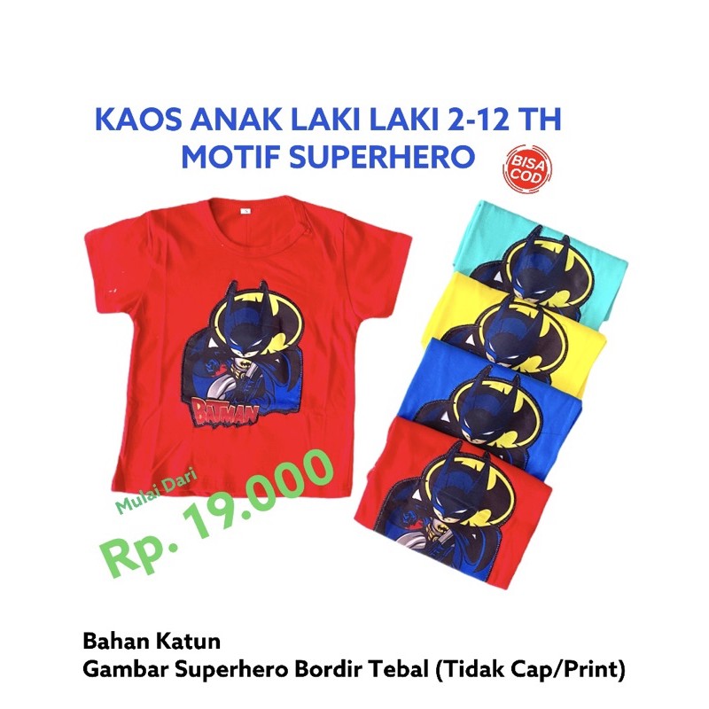 BAJU KAOS ANAK LAKI LAKI SUPERHERO MARVEL 2-10 TH / KAOS DISTRO ANAK COWOK MURAH / KAOS OBLONG ANAK