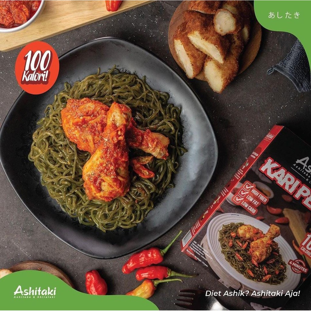 Ashitaki Mie Ashitaba Shirataki Mie Goreng Kari Pedas - 100 Kalori - 75,6 gr