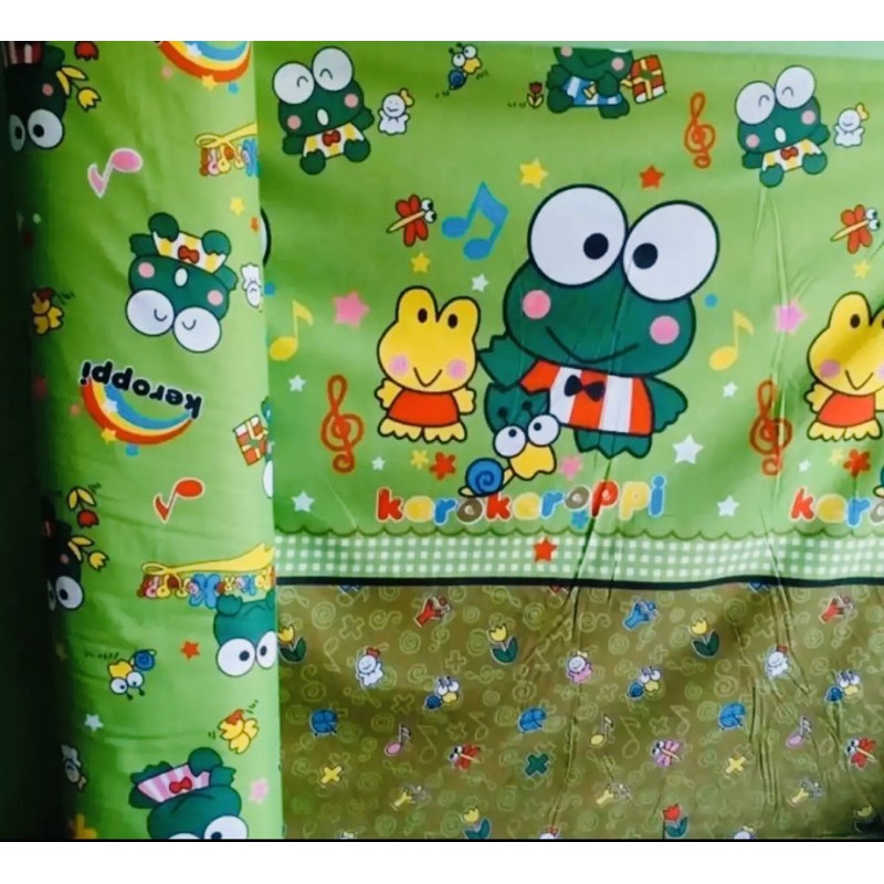 Kain Katun Motif karakter Keroppi