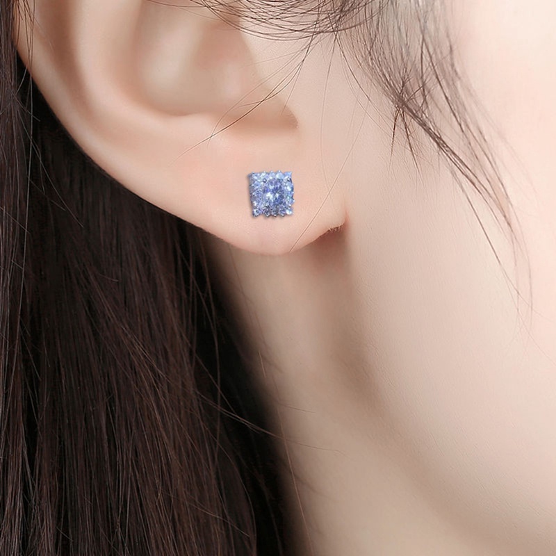 Anting Stud Cubic Zirconia Bentuk Persegi Untuk Wanita