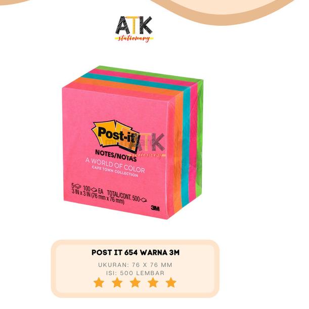 

☋ Post It 3M 654 Warna atk ♀