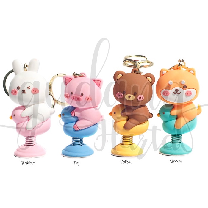 Gantungan Kunci Hewan Jungkat Jungkit Keychain Pig Rabbit Animal GH 302296