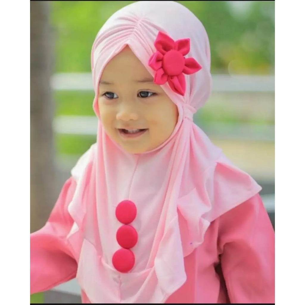 Jilbab Anak Bayi Balita Sun Flower Usia 0-3 Tahun Bahan Jersey Terbaru Termurah/Alody Collection