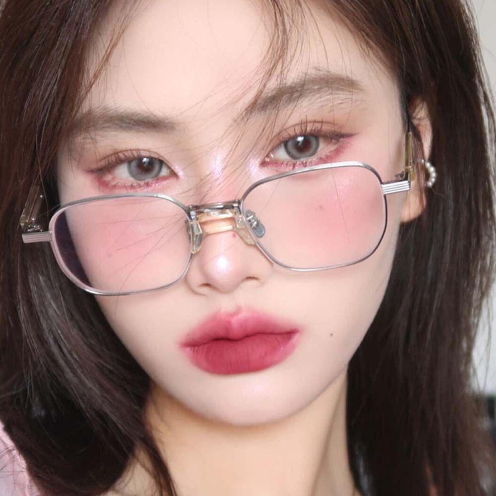 Mxbeauty Kacamata Anti Radiasi Warna Rose Gold Silver Kacamata Komputer Lensa Bening Metal Gaya Korea Wanita Eyeglasses