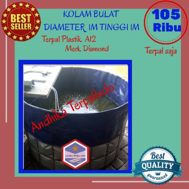 Kolam bulat D1T1 Diameter 1m tinggi 1m bahan A12 Diamond Terpal Bundar Terpal lele Terpal plastik