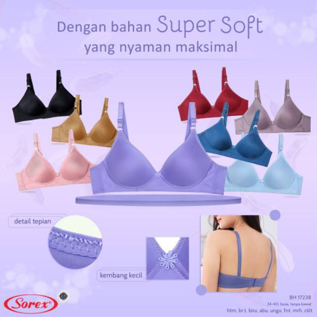 RC Sorex Bra/BH Tanpa Kawat Super Soft Busa Sedang Tipe 17238