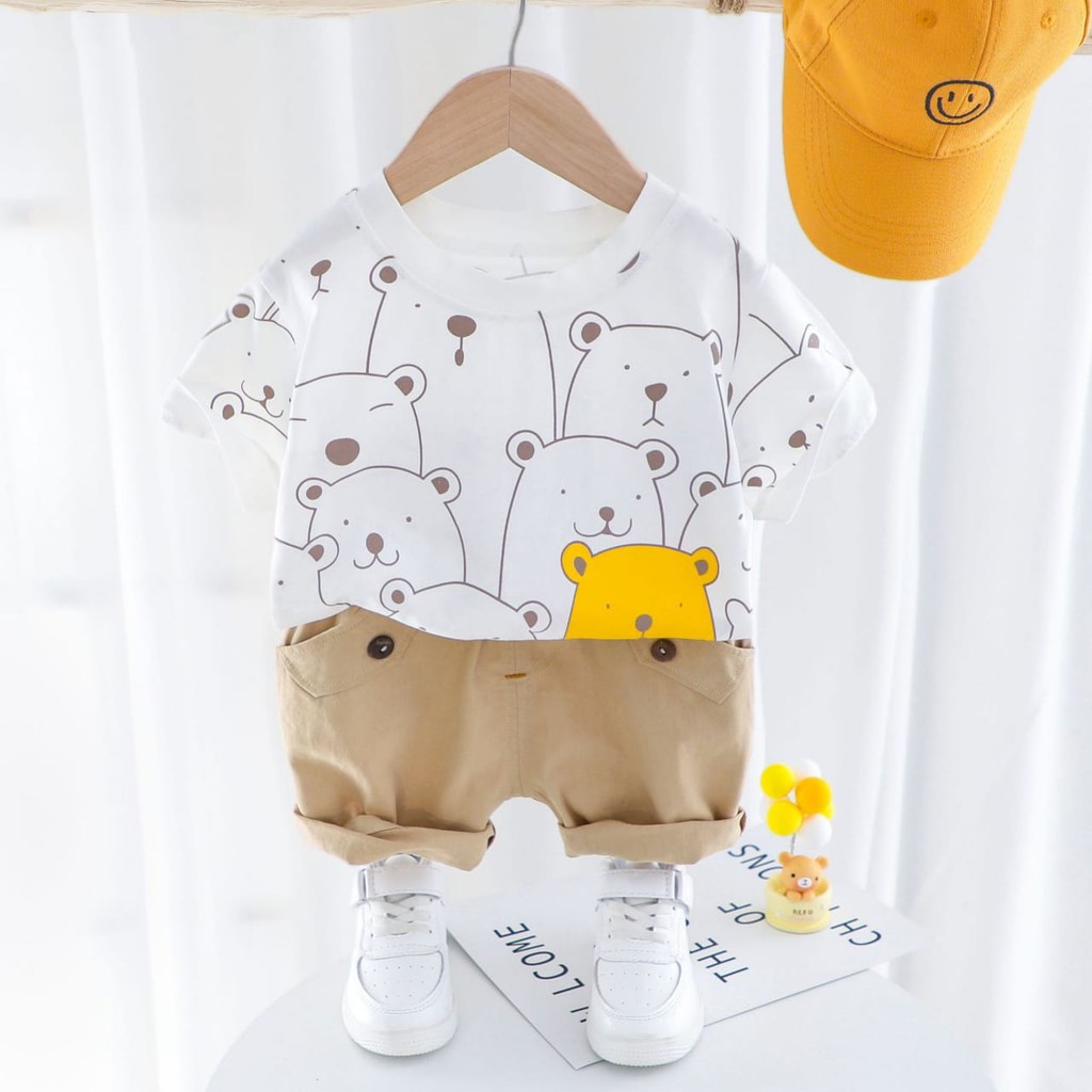 HappyOliver SET METRO POLAR BEAR EBV Setelan Kemeja Bayi Laki-laki Lengan Pendek