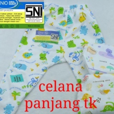 GENIO - celana panjang baby tutup kaki motif isi 3pcs 0-3 - 3-6 M motif