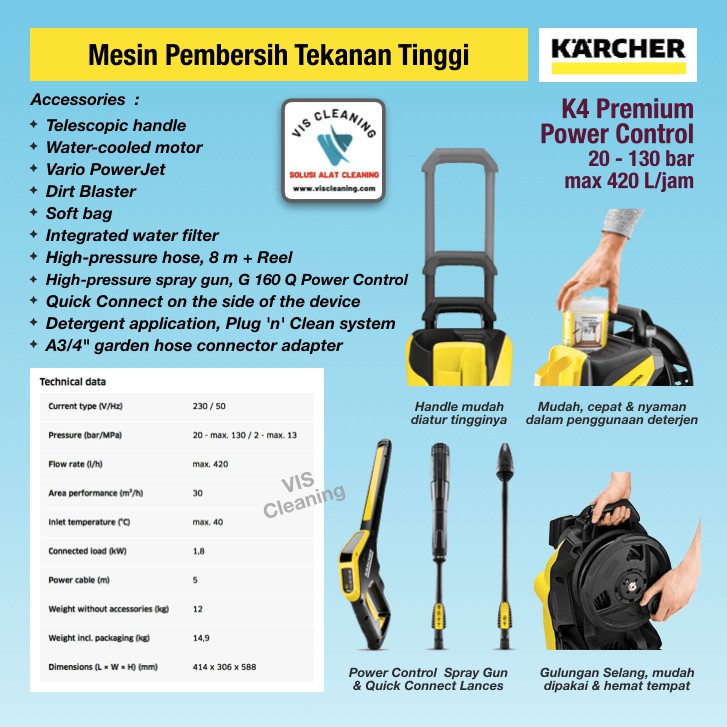 High Pressure Cleaner KARCHER K 4 Premium Power Control (130 Bar)