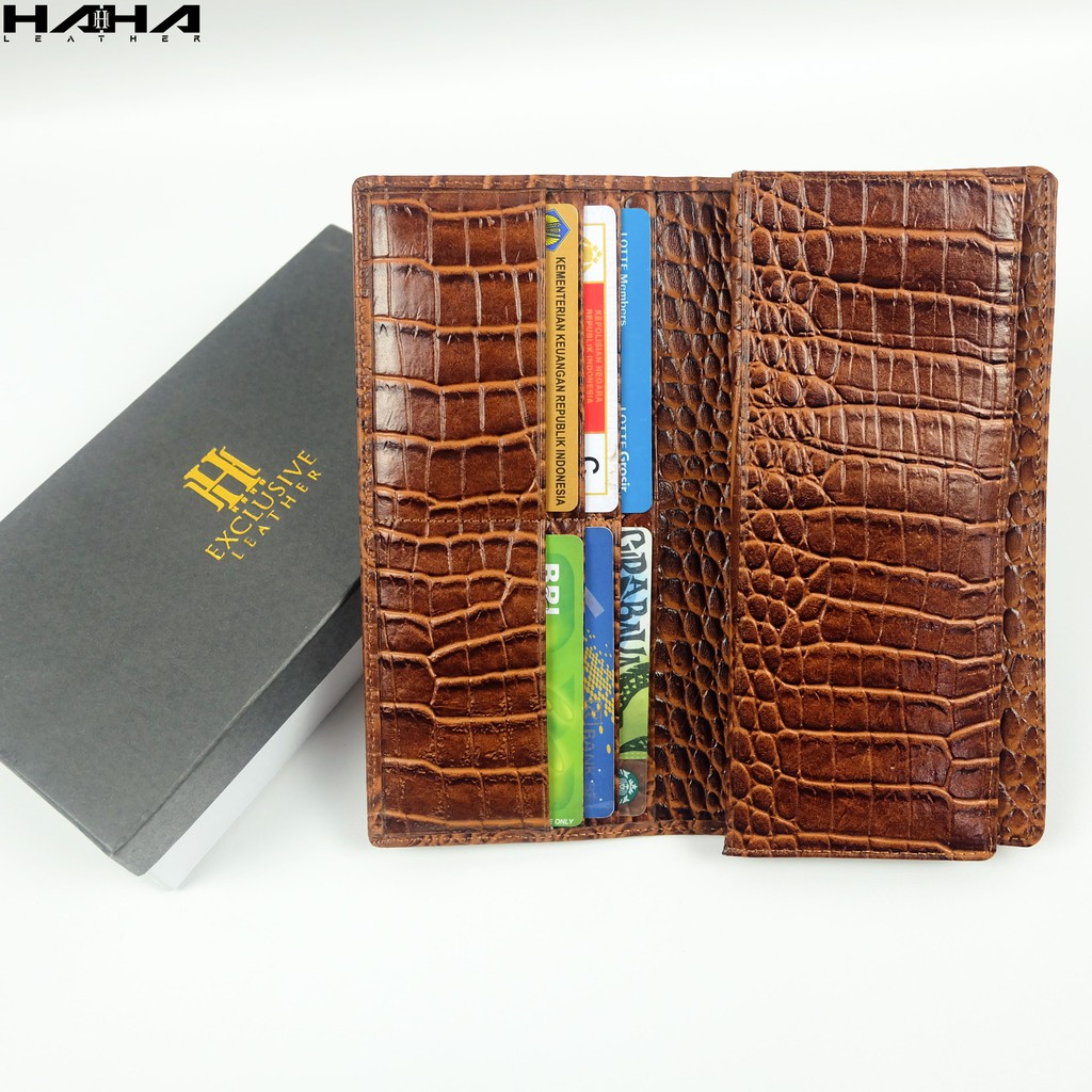 PIERO Dompet kulit sapi motif Buaya Cewek Cowok Wanita Pria Perempuan Laki - Originale Leather Wallet