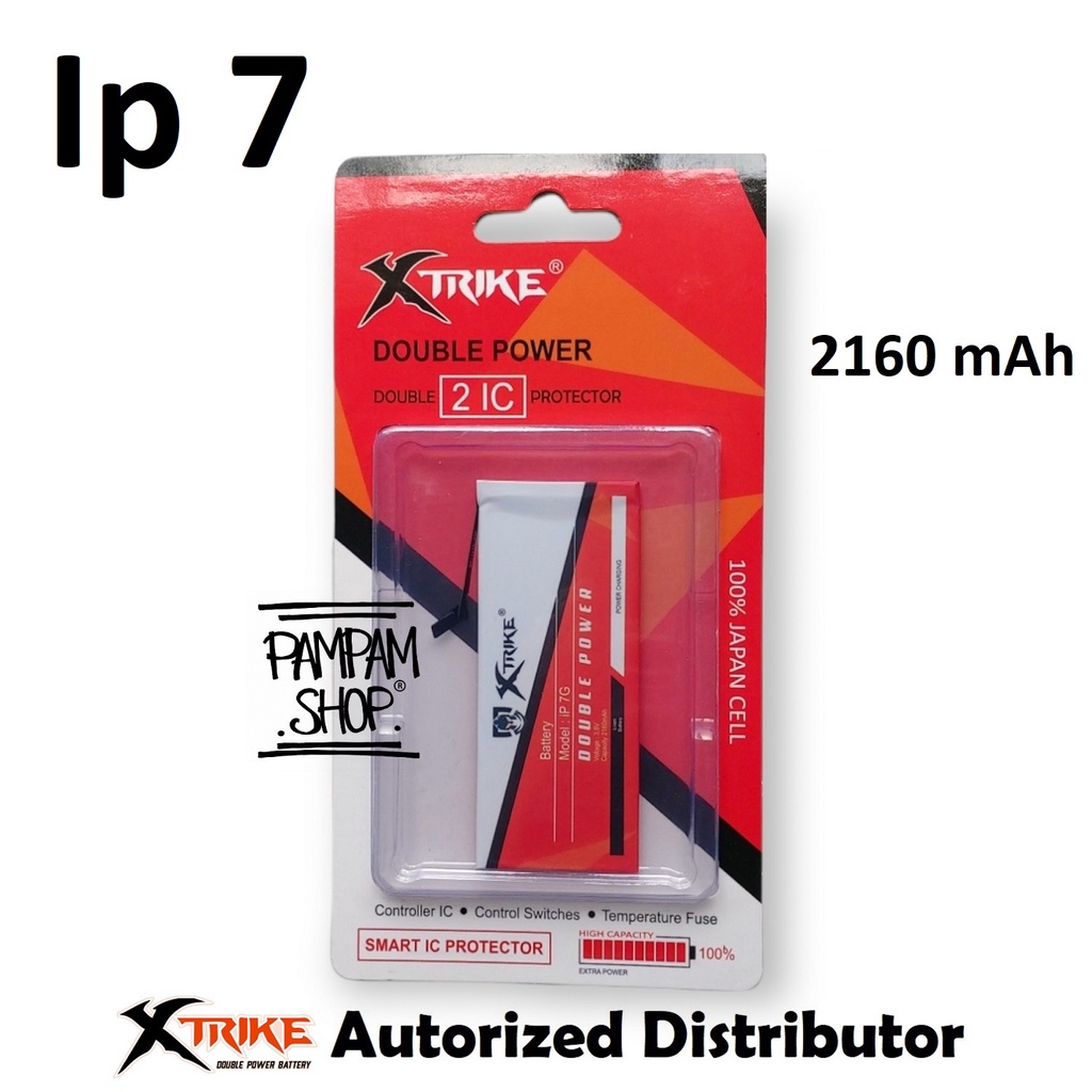 Baterai XTRIKE Double Power Original for 7 7G Batre Batrai Battery Handphone HP Ori Dual Iphone Ip