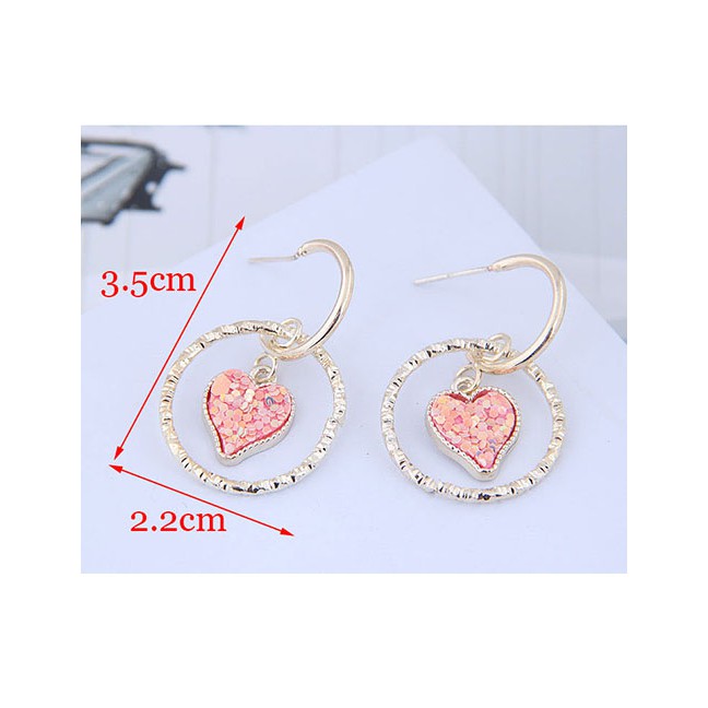 LRC Anting Tusuk Fashion 925 Silver Needle Circle Love Earrings A59312