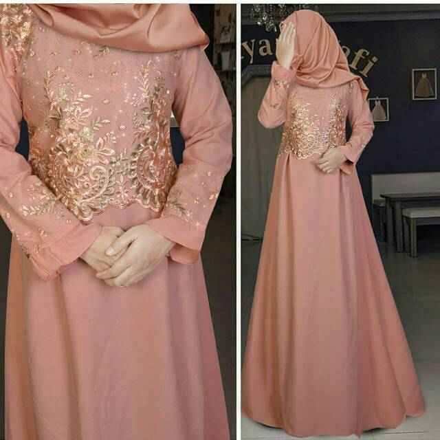 Maxi Queeny Elegant c pakaian wanita fashion muslim maxi dress muslim