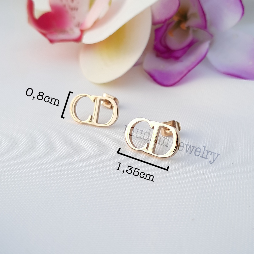 Anting Tusuk Model CD dan Gc Tersedia Warna Rose Gold, Gold dan Silver