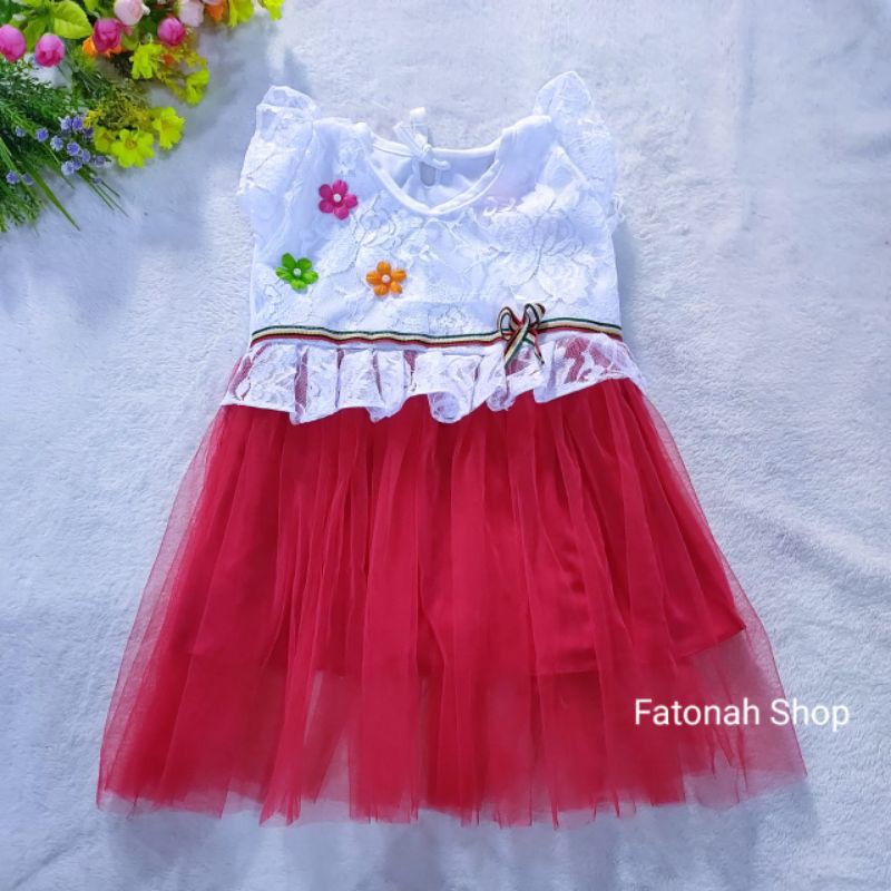 Dress anak cewek 1 2 3 4 tahun baju anak perempuan pakaian tutu tile dress mutiara 3 tiga