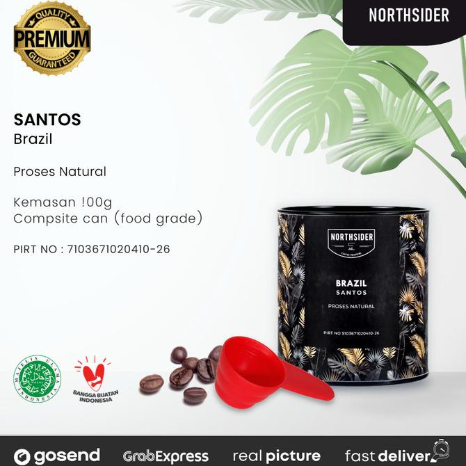 

[ COD ] BIJI KOPI ARABIKA BRAZIL SANTOS NATURAL -100GR NORTHSIDER COFFEE HEMAT Kode 1207