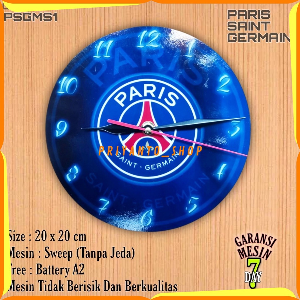 Jam Dinding Karakter Team Club Klub Sepakbola PSG PARIS SAINT GERMAIN Mesin Halus