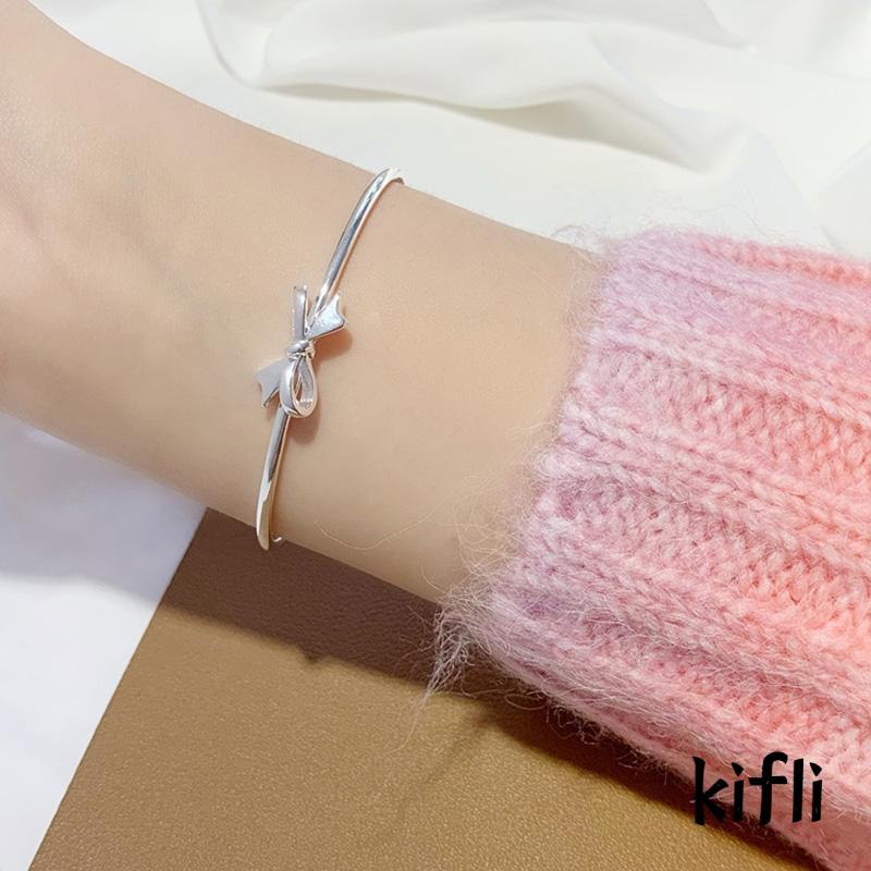 Gelang Model Terbuka Desain Pita Gaya Mewah Untuk Wanita