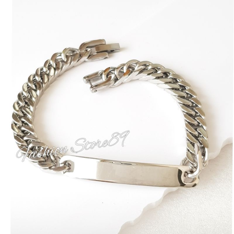 Gelang Rantai Plat Titanium Impor gold silver Premium Bestquality antikarat