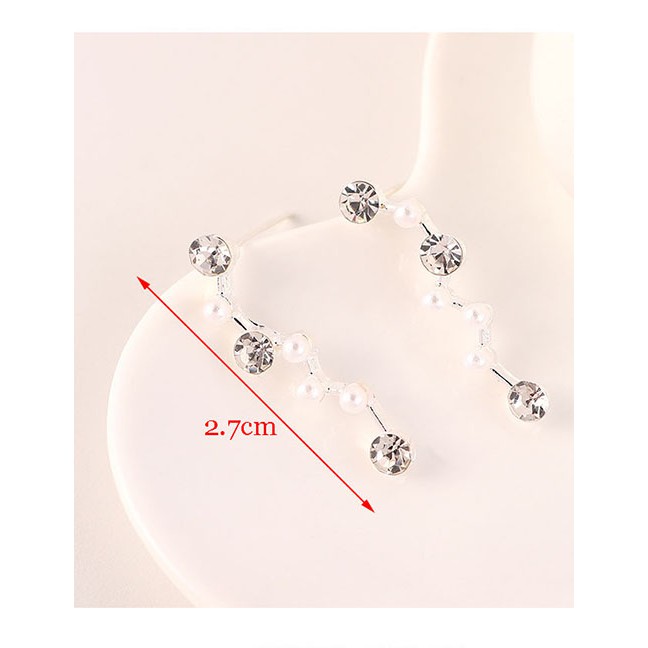 LRC Anting Tusuk Fashion Platinum Pearl Earrings With Diamonds Y63185