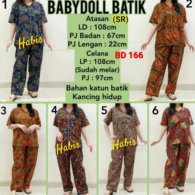 Sale Baby Doll Batik Katun, Celana Panjang,Baju Tidur Wanita - Paling Dicari