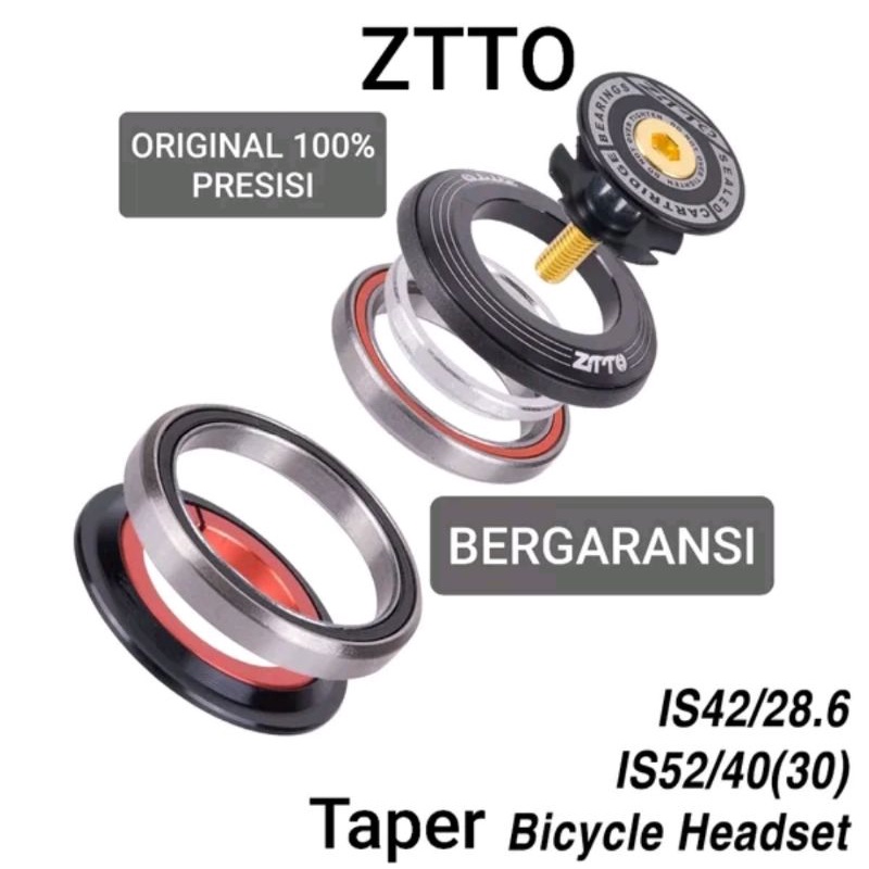 Headset ZTTO 42 52 mm Taper Tapered Full Bearing 42mm 52mm Tapper Tappered Taperred Fork Steertube sepeda mtb taper