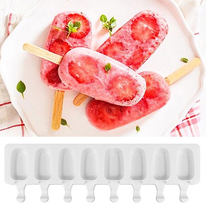 Cetakan Es Krim Popsicle Model 8 Lubang Bahan Silikon