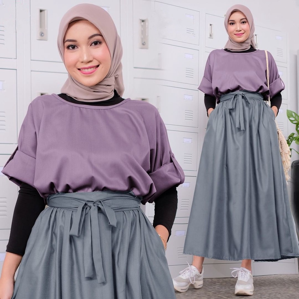 Kejora Set 3in1 Setelan Baju Wanita Polos Basic Matt Wollycrepe Premium BJ