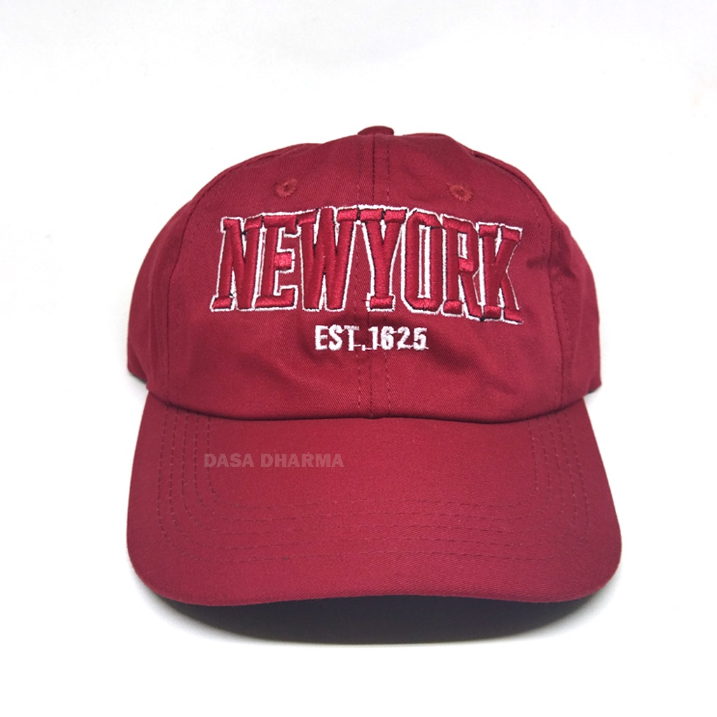 Topi Baseball Pria Dewasa Casual Distro Keren Bordir New York Merah Maroon