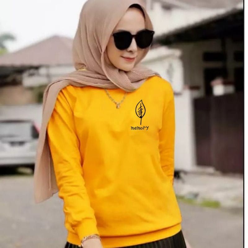 baju lengan panjang wanita memory leaf kaos dostro keren unggulan