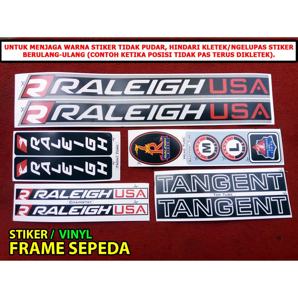 Stiker Decal Sepeda Raleigh USA Tangent