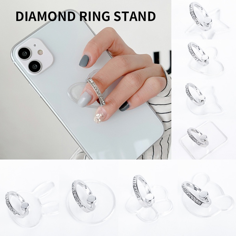 Mobile Phone Diamond Ring Holder/ 360 °  Rotation Transparent Finger Stand