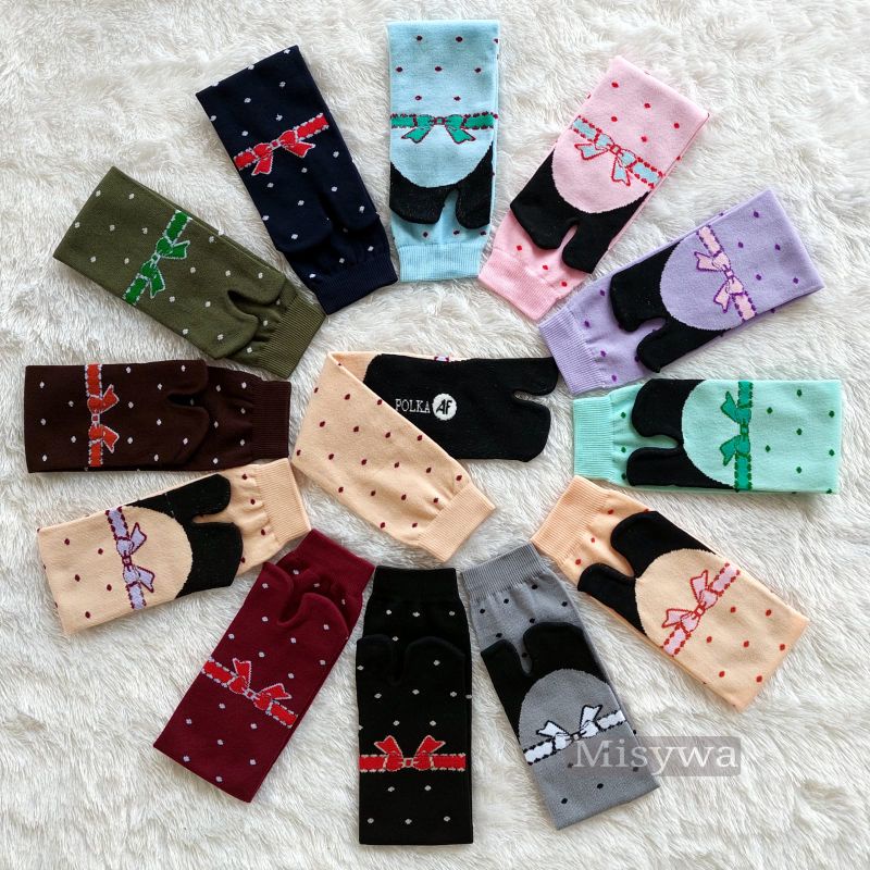 [BISA COD] kaos kaki jempol panjang motif POLKADOT batik