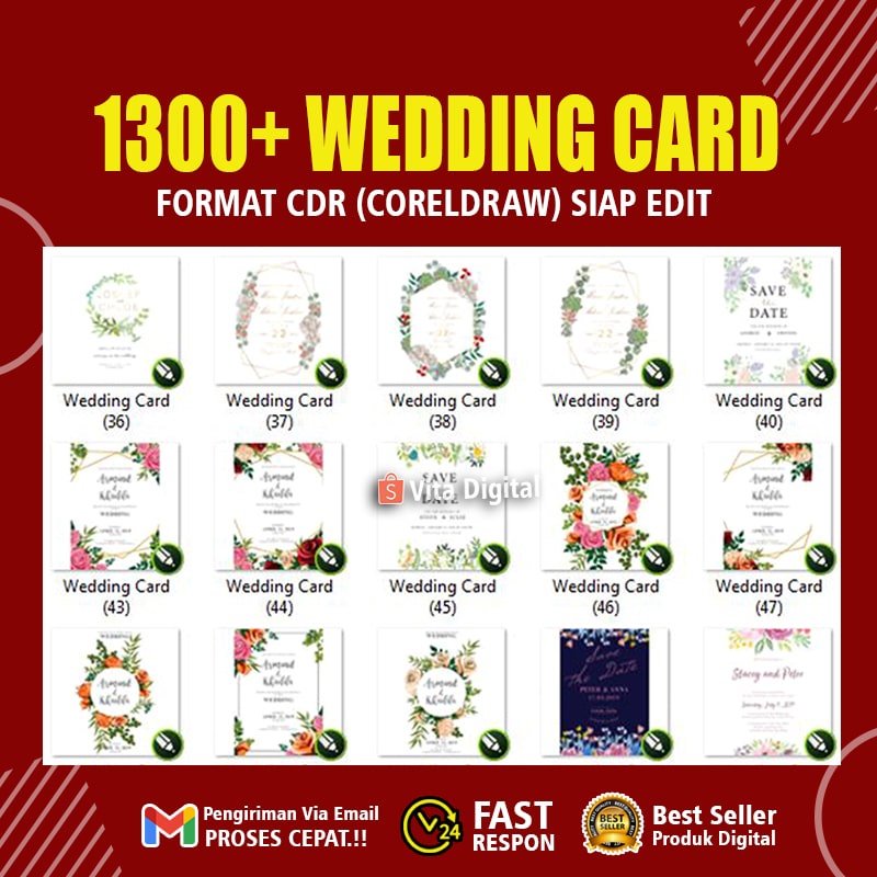 1.300 Koleksi Wedding Card / Kartu Pernikahan Format (coreldraw) CDR Siap Edit