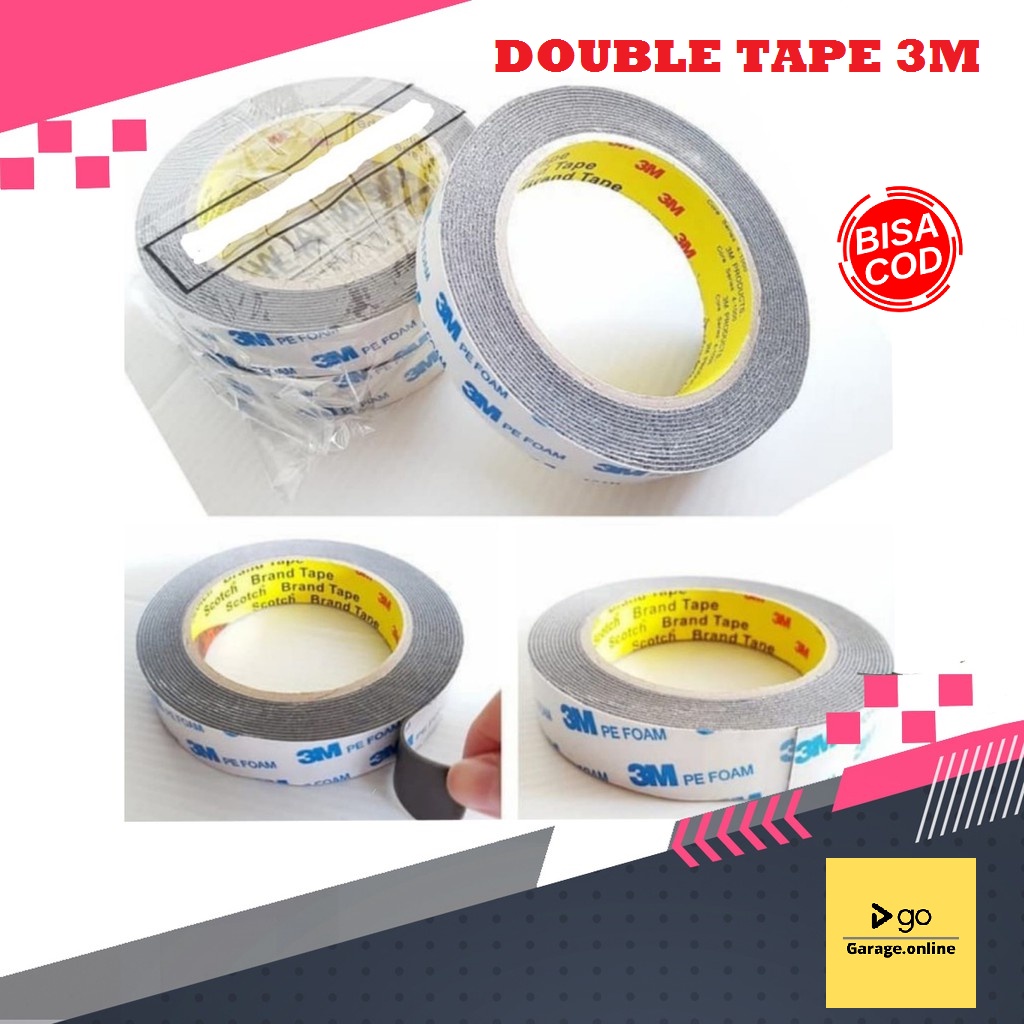 ISOLASI DOUBLE TAPE FOAM Doubletape 3M Putih Taiwan termurah