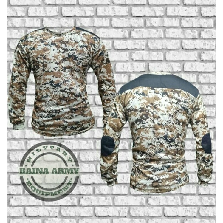 kaos army kaos army busa deker lengan panjang loreng digital gurun