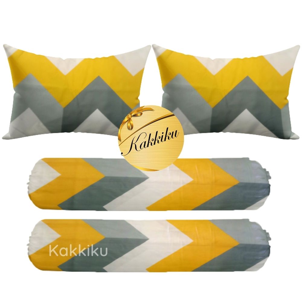 4 pcs 2 Sarung bantal + 2 Sarung Guling motif Aaesthetic  Kotak Garis dan Karakter