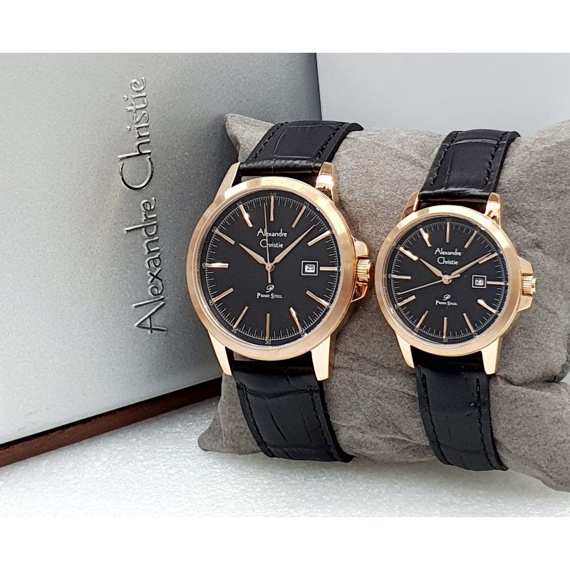 JAM TANGAN COUPLE ALEXANDRE CHRISTIE 1008 KULIT ORIGINAL