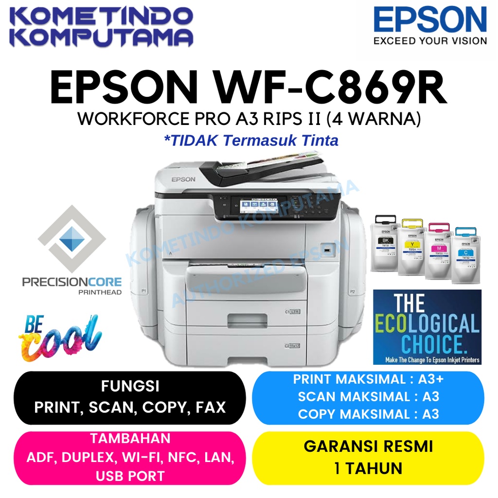 Epson WorkForce Pro WF-C869R / With 2X Opsional Cassette &amp; Cabin / C869R / C869 Printer C869